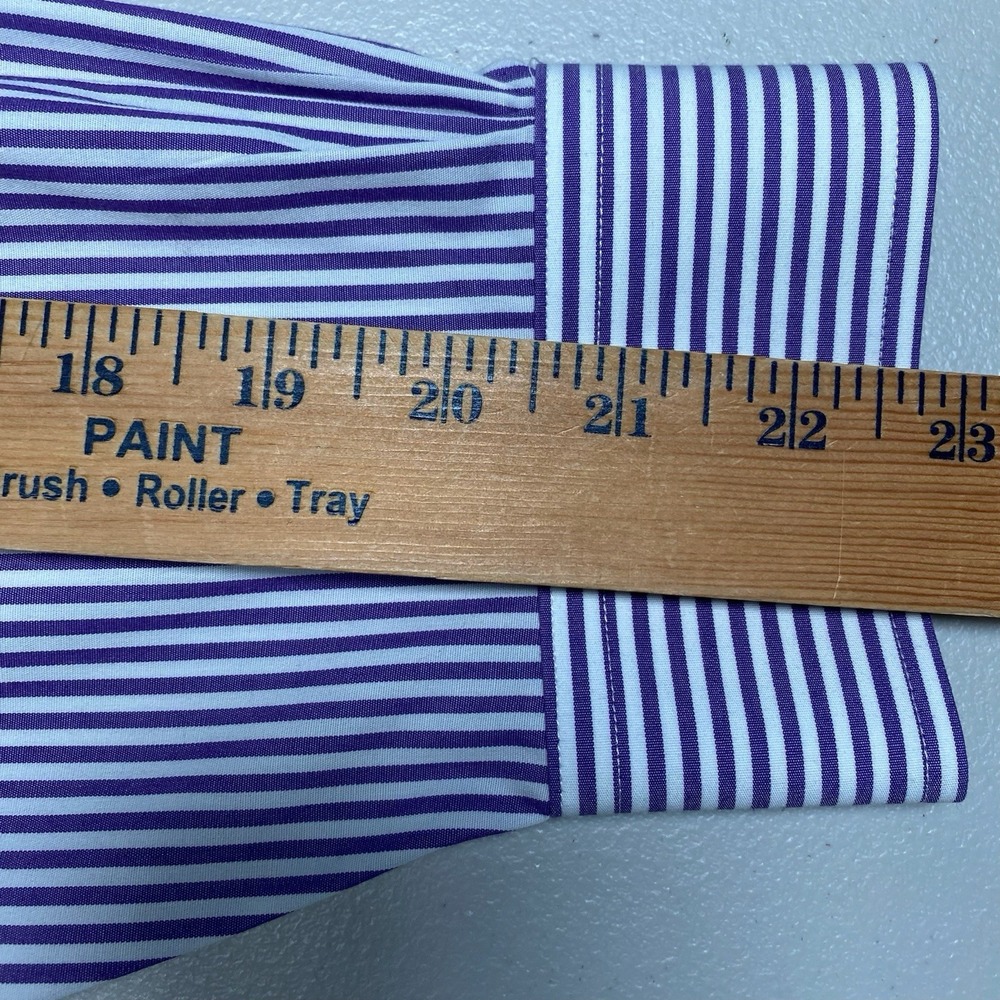 Brooks Brothers 1818 Dress Shirt 16 2 Men Slim Non Iron Purple Stripes - Picture 6 of 7